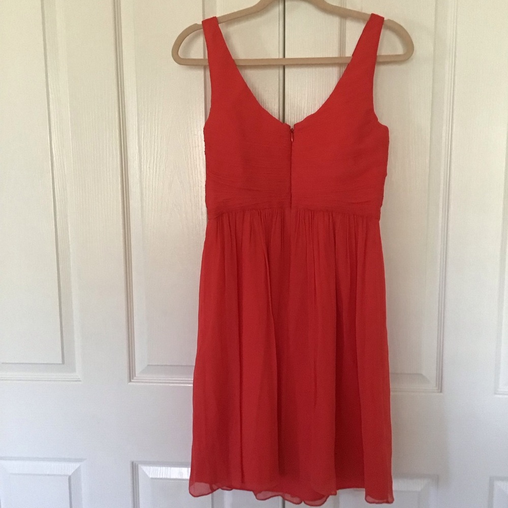 J. Crew silk chiffon orange pleated dress Sz 6 - Picture 4 of 6
